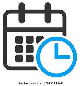 Timetable vector icon. Style is bicolor flat symbol, blue and gray colors, rounded angles, white background.