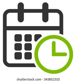 Timetable vector icon. Style is bicolor flat symbol, eco green and gray colors, rounded angles, white background.