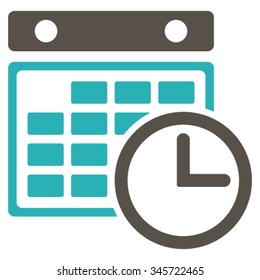 Timetable vector icon. Style is bicolor flat symbol, grey and cyan colors, rounded angles, white background.