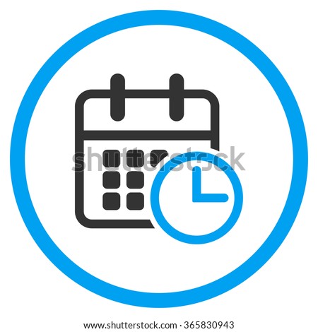Timetable vector icon. Style is bicolor flat circled symbol, blue and gray colors, rounded angles, white background.