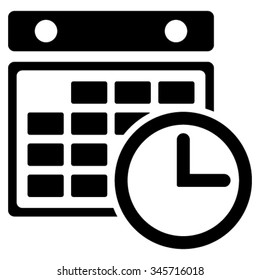 Timetable vector icon. Style is flat symbol, black color, rounded angles, white background.