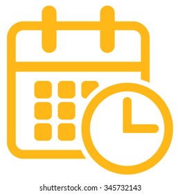 Timetable vector icon. Style is flat symbol, yellow color, rounded angles, white background.