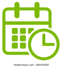 Timetable vector icon. Style is flat symbol, eco green color, rounded angles, white background.