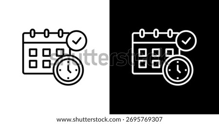 Timetable White Icon Set Design