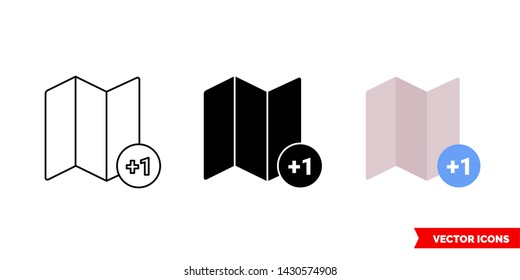Timezone +1 icon of 3 types: color, black and white, outline. Isolated vector sign symbol.