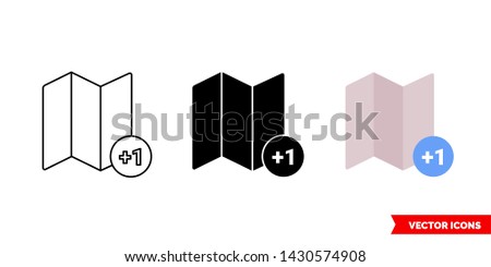 Timezone +1 icon of 3 types: color, black and white, outline. Isolated vector sign symbol.