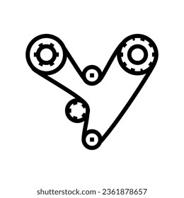 timing belt car mechanic line icon vector. timing belt car mechanic sign. isolated contour symbol black illustration