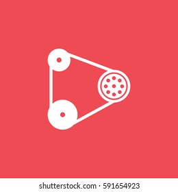 Timing Belt Flat Icon On Red Background