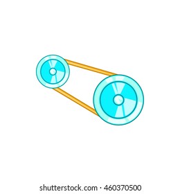 Timing belt icon in cartoon style on a white background