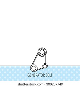 Timing belt icon. Generator strap sign. Repair service symbol. Circles seamless pattern. Background with icon. Vector