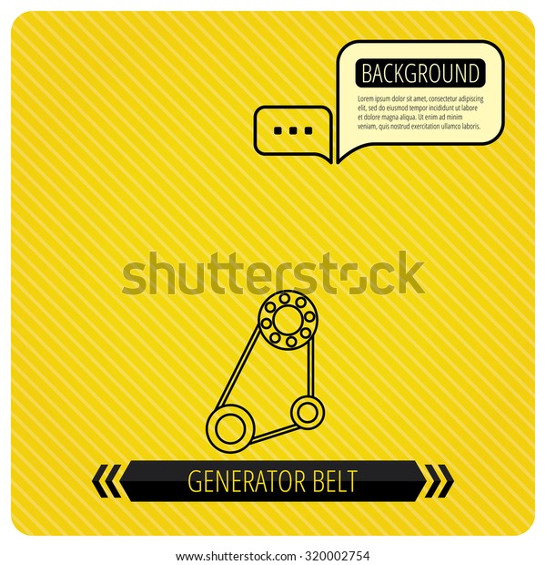 Timing belt icon.
Generator strap sign. Repair service symbol. Chat speech bubbles.
Orange line background.
Vector