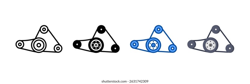 Timing belt icon set bundle. Multi style icon collection perfect for websites, apps, and presentations. Simple vector icon collection