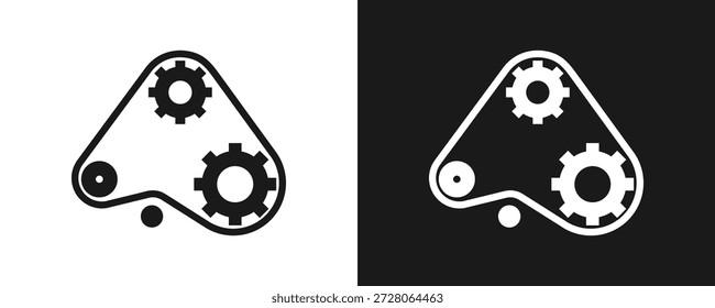 Conjunto De Iconos De Cinturón De Distribución De Glifos En Fondo Blanco Y Negro