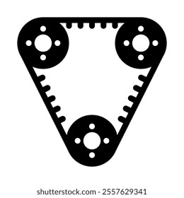 Timing belt icon solid style transparent