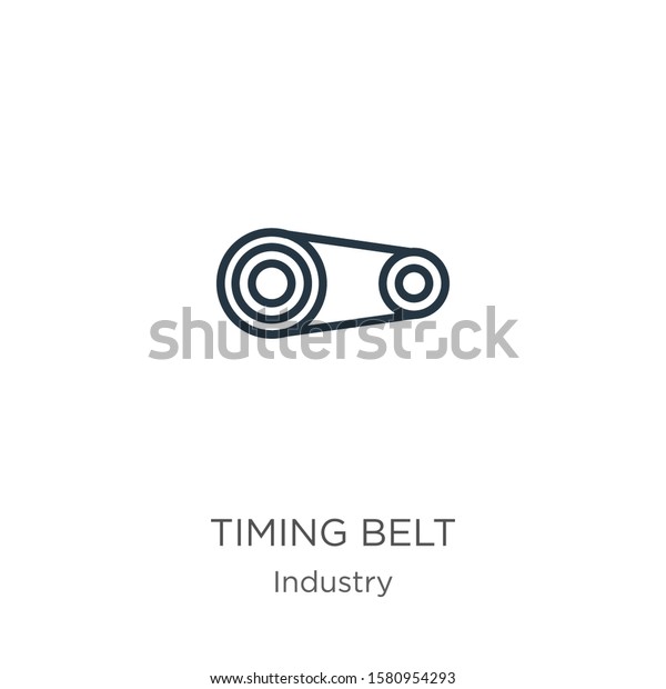 Timing belt icon. Thin linear timing belt
outline icon isolated on white background from industry collection.
Line vector sign, symbol for web and
mobile