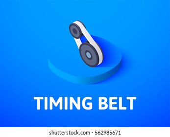 Timing belt icon, vector symbol in flat isometric style isolated on color background