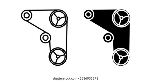 timing belt icon white on background