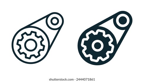 Timing belt icons. Vector illustration isolated on white.