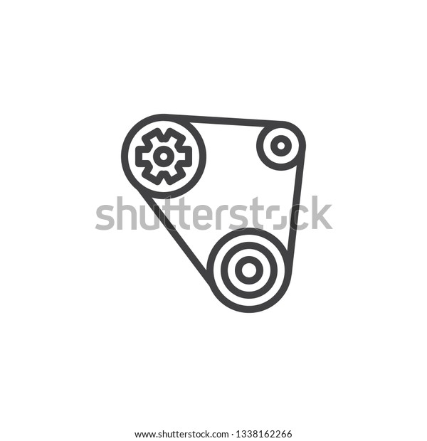 Timing belt line icon.\
linear style sign for mobile concept and web design. Engine belt\
outline vector icon. Symbol, logo illustration. Pixel perfect\
vector graphics