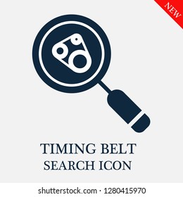 Timing belt search icon. Editable Timing belt search icon for web or mobile.