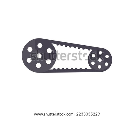 Timing belt that transmit mechanical engine, automotive industrial logo design. Timing belt and tension rollers of the gas distribution system of the car engine vector design and illustration.