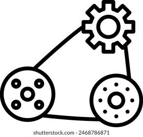 Timing Belt Vector Line Icon Design