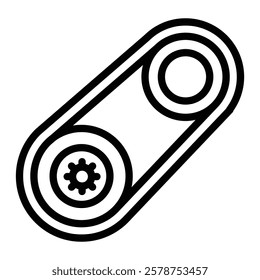 Timing Belt Vector Line Icon Design