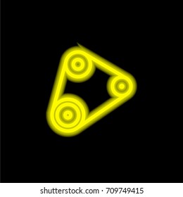 Timing Belt yellow glowing neon ui ux icon. Glowing sign logo vector