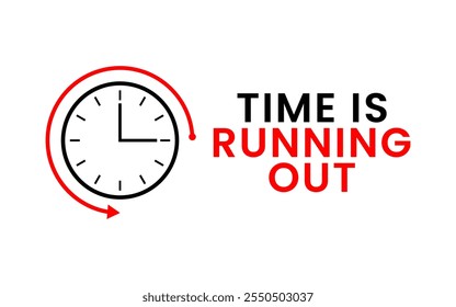 Timing clock icon text time is running out concept vector 