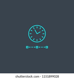 Timing concept blue line icon. Simple thin element on dark background. Timing concept outline symbol design from Project management set. Can be used for web and mobile UI/UX