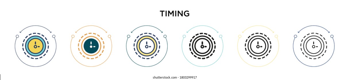 Icono de temporización en el estilo relleno, delgado, contorno y trazo. Ilustración vectorial de dos iconos vectoriales de color y negro se pueden utilizar para móviles, ui, web
