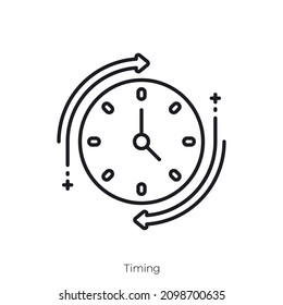 Icono de temporización. Diseño de icono de estilo de esquema aislado en fondo blanco