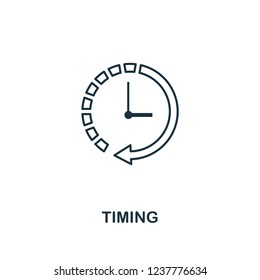 Timing icon. Outline style thin design from business icons collection. Pixel perfect simple pictogram timing icon for UX and UI