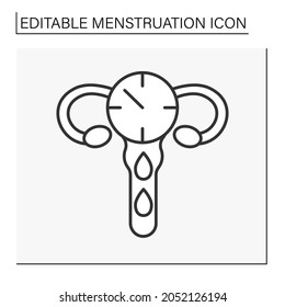  Icono de línea de tiempo. Sangrado mensual del útero. Tiempo de menstruación. Concepto de menstruación. Ilustración vectorial aislada. Trazo editable
