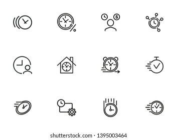 Timing line icon set. Clock, watch, percentage, stopwatch. Time concept. Can be used for topics like loan, mortgage, time is money