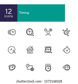 Timing line icon set. Clock, watch, percentage, stopwatch. Time concept. Can be used for topics like loan, mortgage, time is money