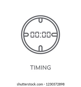 Timing linear icon. Modern outline Timing logo concept on white background from Human Resources collection. Suitable for use on web apps, mobile apps and print media.