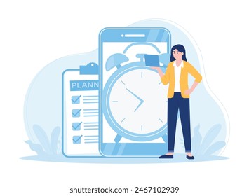 timing and project scheduling trending concept flat illustration