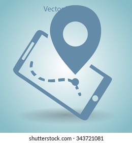 Timing and route on the navigator vector icon