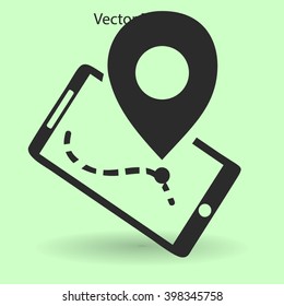 Timing and route on the navigator vector icon