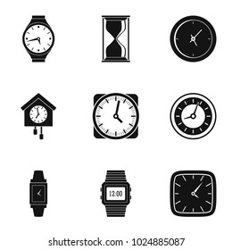 Timing signal icons set. Simple set of 9 timing signal vector icons for web isolated on white background