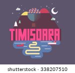 Timisoara beautiful city in europe. vector cartoon illustration