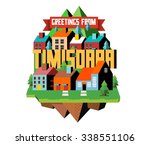 Timisoara beautiful city in europe. vector cartoon illustration