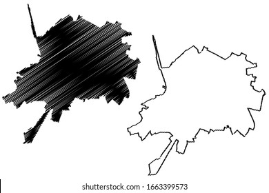 Timisoara City (Republic of Romania) map vector illustration, scribble sketch City of Timisoara map