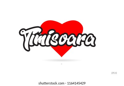 timisoara city text design with red heart typographic icon design suitable for touristic promotion