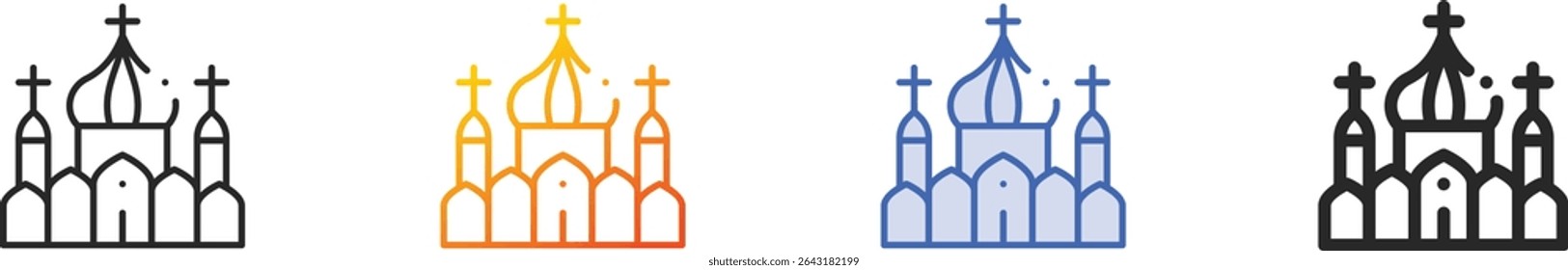 timisoara orthodox cathedral icon.Thin Linear, Gradient, Blue Stroke and bold Style Design Isolated On White Background