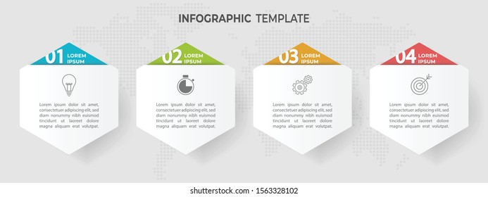 Timline infographic 4 hexagon options.