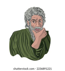 Ilustración vectorial de retrato. Vivió entre 320 y 230 a.C. Filósofo griego. Es uno de los nombres importantes de la escuela séptica que apareció en el periodo helenístico.