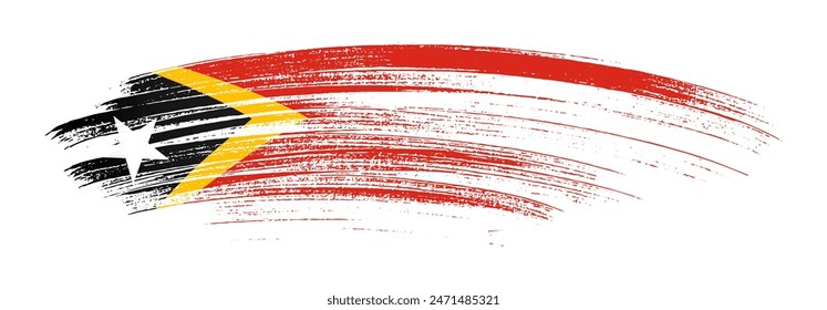 Timor Leste flag brush paint textured isolated  on png or transparent background. vector illustration