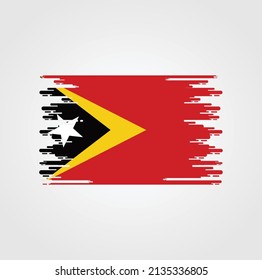 Timor Leste Flag Brush Strokes. National Flag